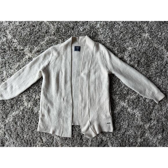 Abercrombie & Fitch Women’s Cozy Texture Knit Open Shawl Cardigan Cream Medium - Picture 5 of 11